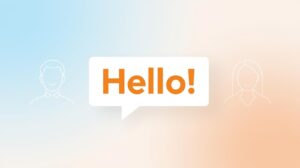 A graphic showing a successful connection between two people, with tips on how to start the first chat in online dating.